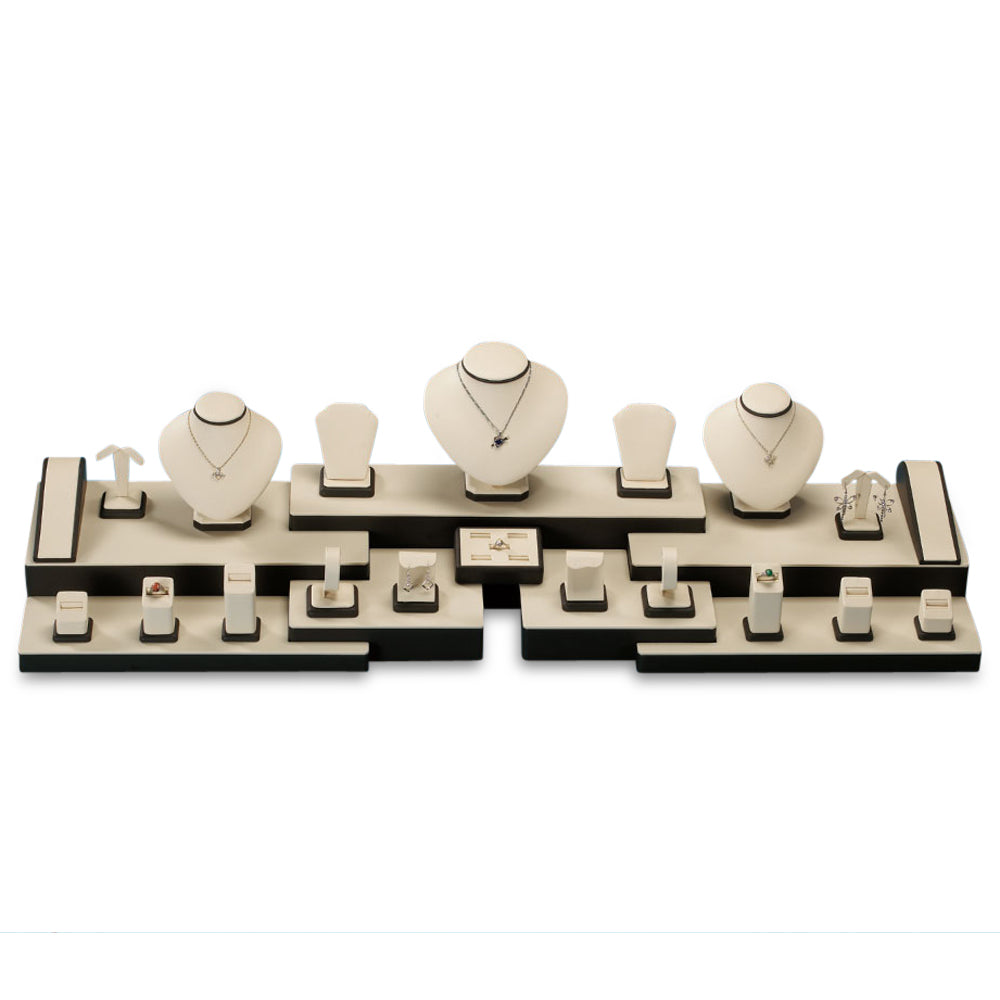 Chocolate/Beige Leatherette Showcase Display Set
