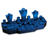 Blue Leatherette Showcase Display Set