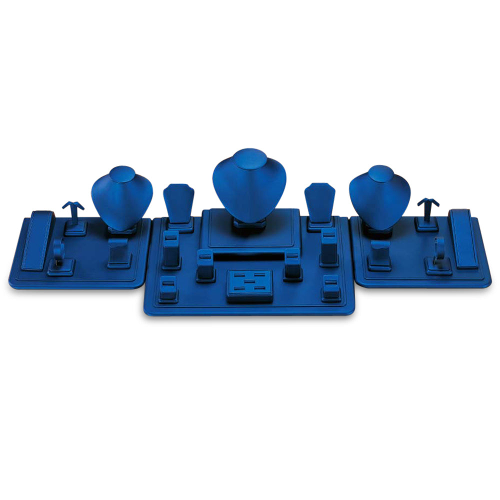 Blue Leatherette Showcase Display Set