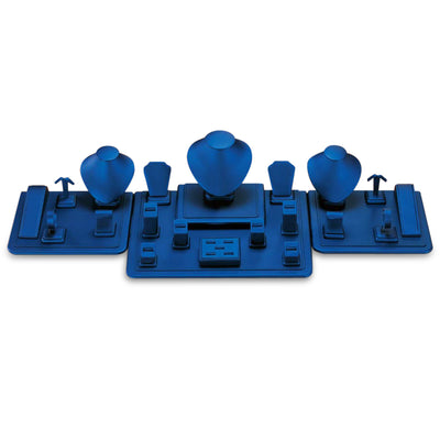 Blue Leatherette Showcase Display Set