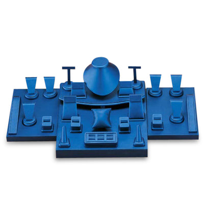Blue Leatherette Showcase Display Set