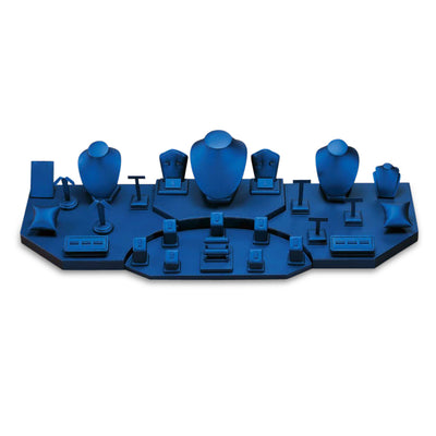 4' Blue Leatherette Showcase Display Set