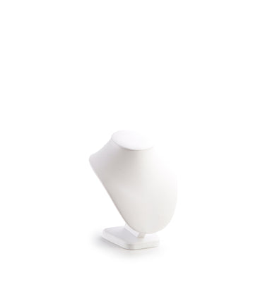White Leatherette Large Wood Neckform Stand
