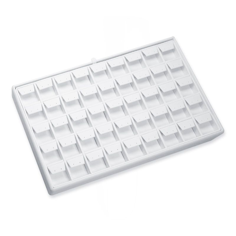 White Leatherette 45 Earring Tree Tray