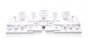 White Leatherette Showcase Display Set