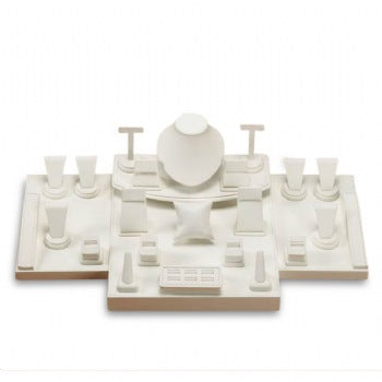 White Leatherette Showcase Display Set