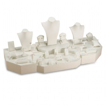 White Leatherette Showcase Display Set