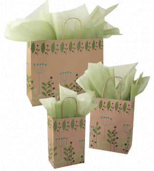 Large Leaves and Berries Kraft Paper Shoppers