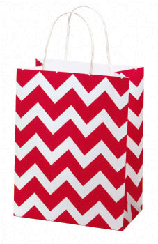 Red Chevron Kraft Bags