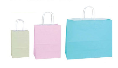 Medium Ciel Blue White Smooth Paper Bags