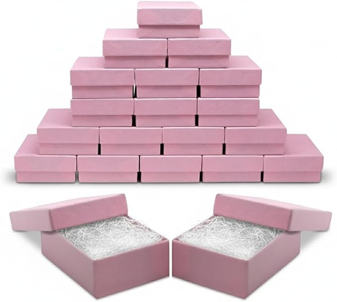Stack of pink jewelry boxes