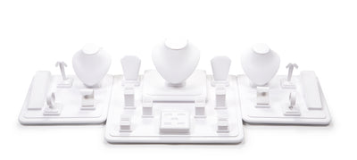 White Leatherette Showcase Display Set