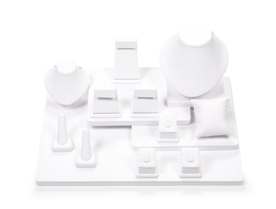 White Leatherette Showcase Display Set