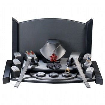 Steel Grey Faux Leather with Black Faux Leather Display Set
