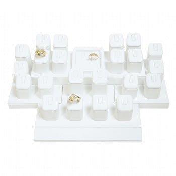 White Faux Leather 24-Ring Set Display