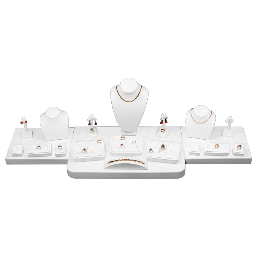 Plain White Faux Leather 20-Piece Display Set