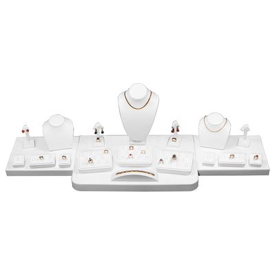 Plain White Faux Leather 20-Piece Display Set