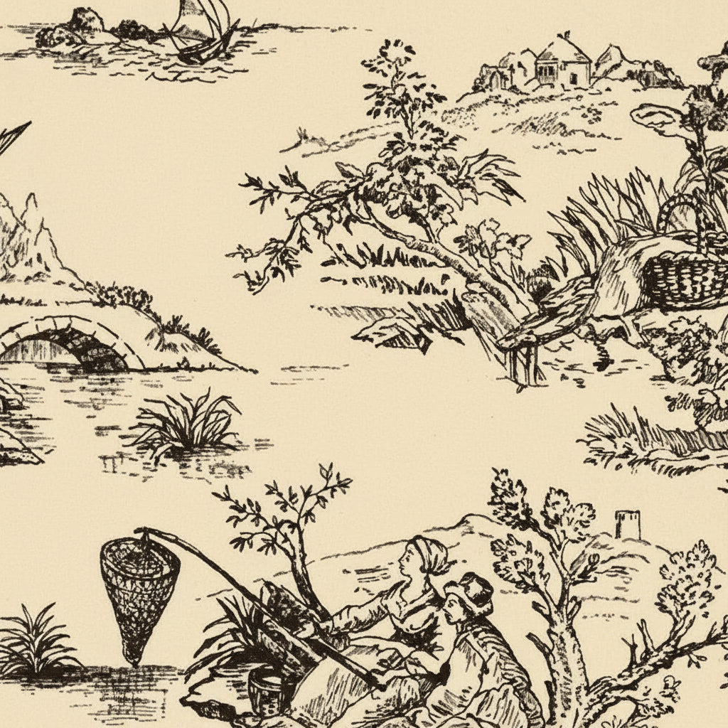 Toile-Black on Oatmeal Tissue Paper 
