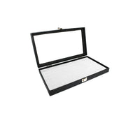 Glass Top Wood Box, Hinged with Latch, 72 White Ring Foam Insert