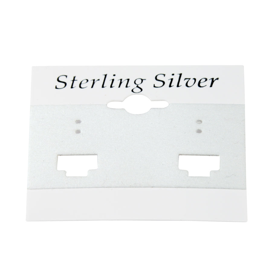 White "Sterling Silver" Black Imprinted French Clip Hanging Earring Card (x100)