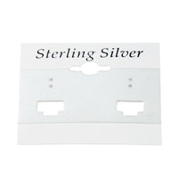 White "Sterling Silver" Black Imprinted French Clip Hanging Earring Card (x100)