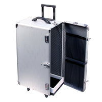 Large Silver Aluminum Carrying Case with Retractable Handle