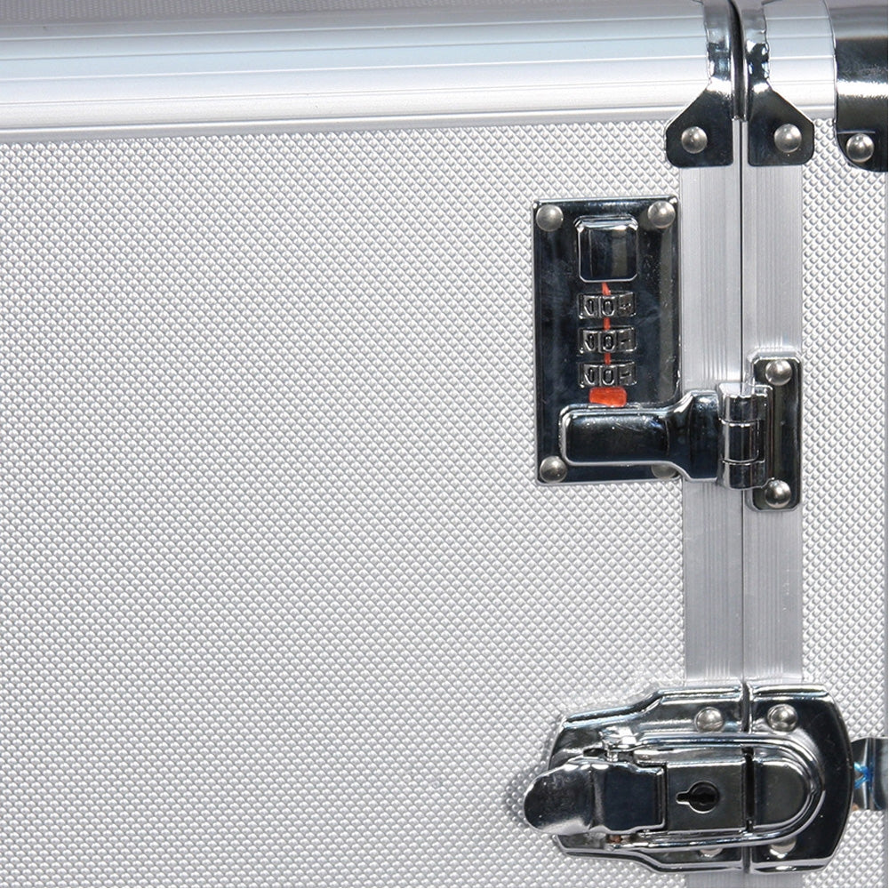 Large Silver Aluminum Carrying Case with Retractable Handle