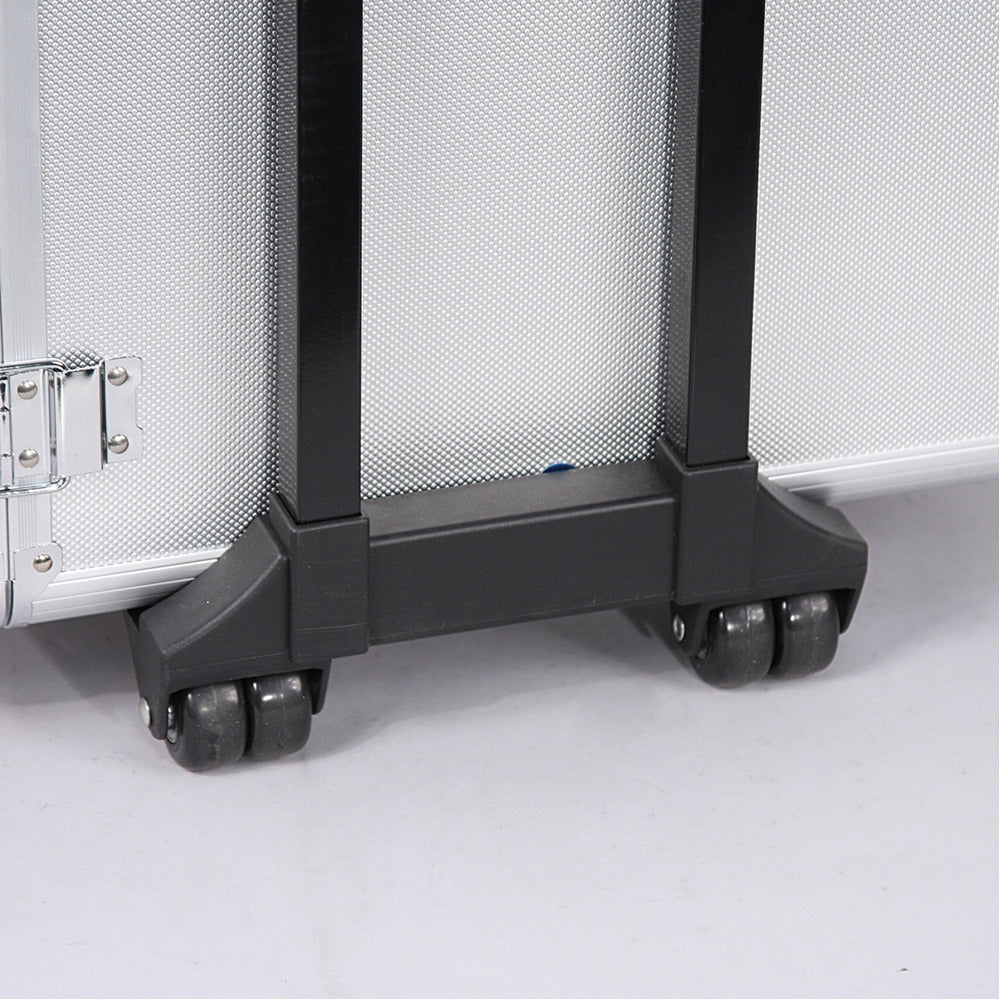 Large Silver Aluminum Carrying Case with Retractable Handle
