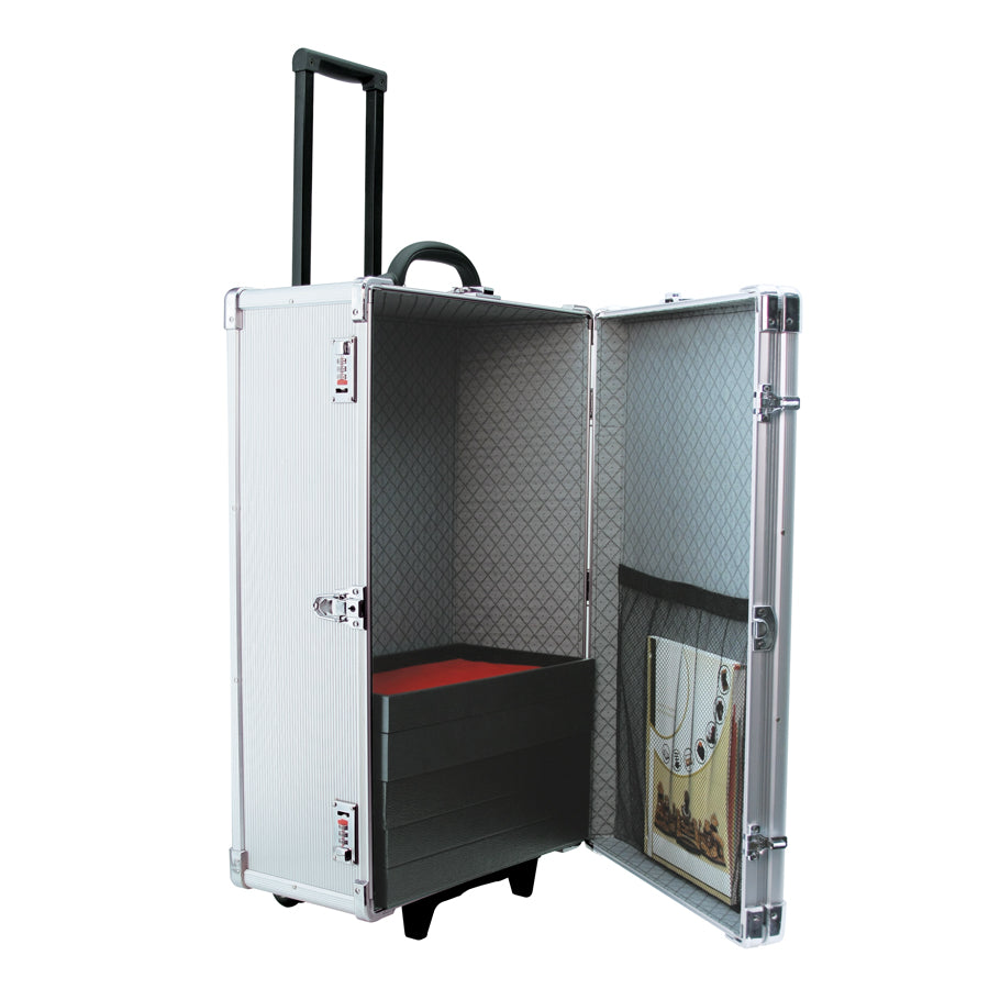 Large Silver Aluminum Carrying Case with Retractable Handle