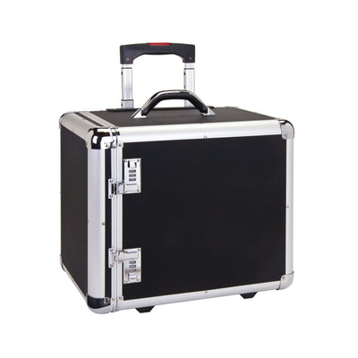 Small Black Aluminum Carrying Case with Silver Trim and Hidden Handle