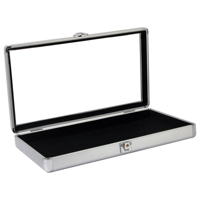 Silver Aluminum Glass-Top Case