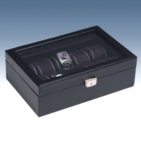 Black Leatherette Glass Top Watch Display Case