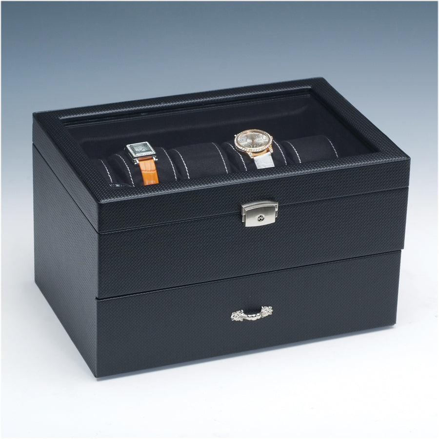 Black Leatherette Glass Top Watch Display Case