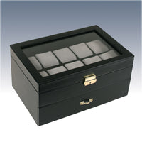 Black Leatherette Glass Top Watch Display Case