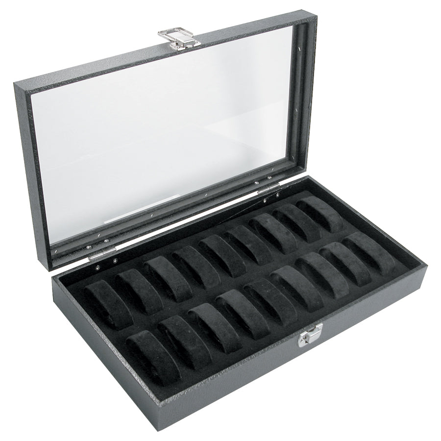 Glass Top Watch Display Case w/ 18-Collars