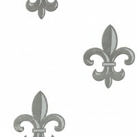 Silver fleur-de-lis pattern on white background