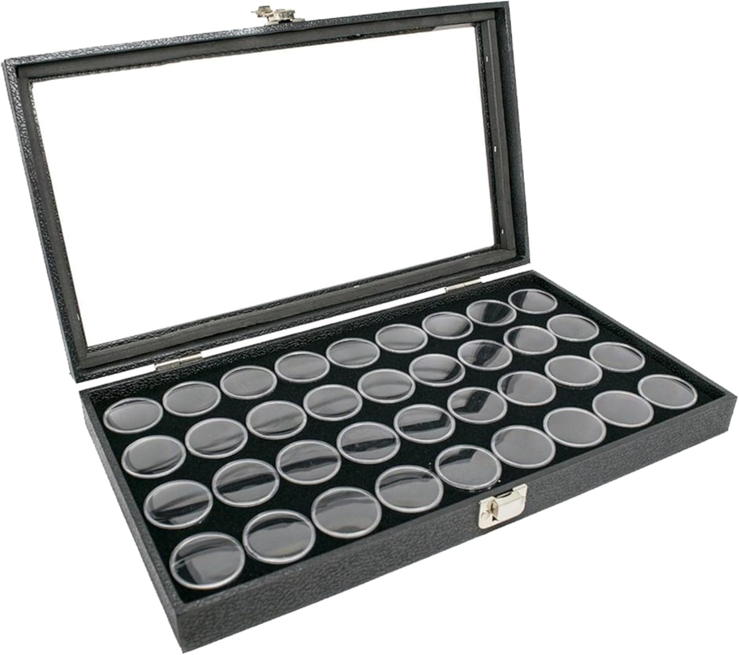 Glass Top Display Case with 36 Gem Jar insert