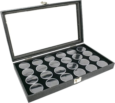Glass Top Display Case with 24 Gem Jar insert