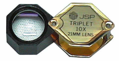 Goldtone & Black Hexagon 10X Triplet Loupe