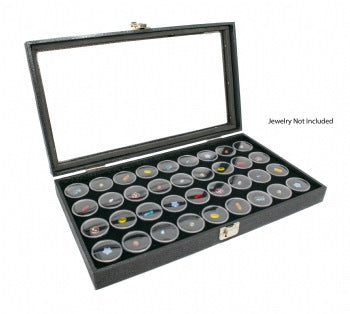 Glass Top Display Case with 36 Gem Jar insert