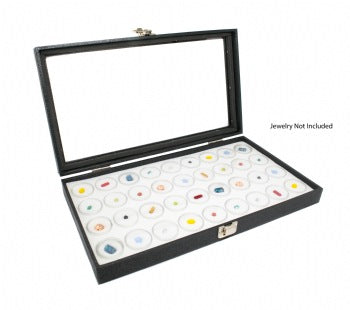 Glass Top Display Case with 36 Gem Jar insert