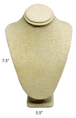 Beige Linen Necklace Jewelry Display Bust Stand Small