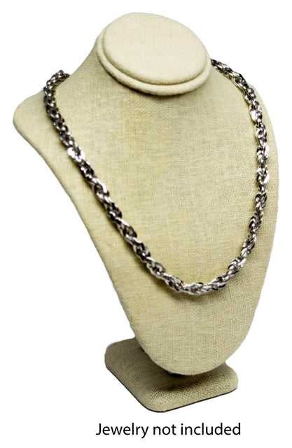 Beige Linen Necklace Jewelry Display Bust Stand Small