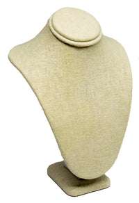 Beige Linen Necklace Jewelry Display Bust Stand Small