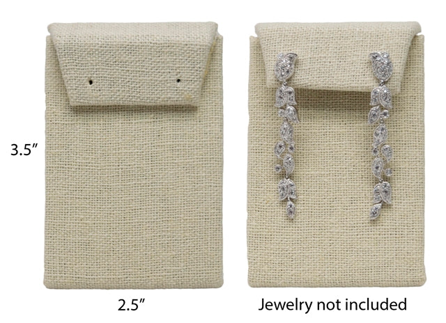 Beige Linen Leaning Drop Earring Jewelry Display (Price for one)