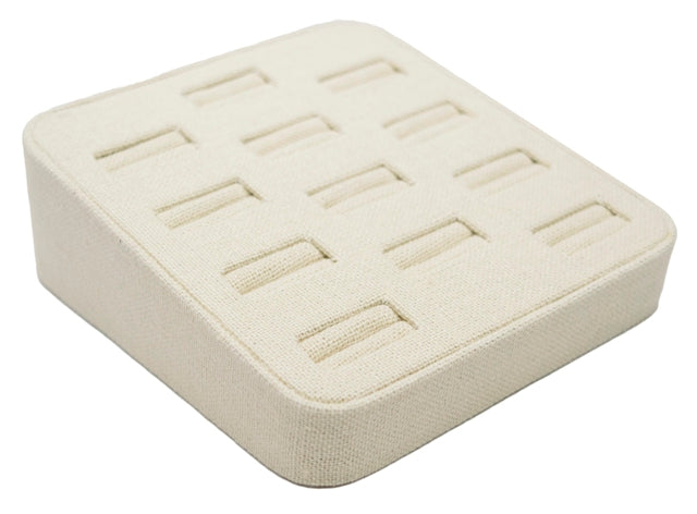 12 Slot Beige Linen Ring/Cufflink Tray Stand Holder