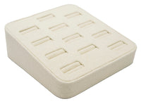 12 Slot Beige Linen Ring/Cufflink Tray Stand Holder