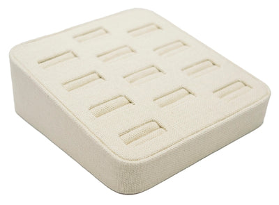 12 Slot Beige Linen Ring/Cufflink Tray Stand Holder