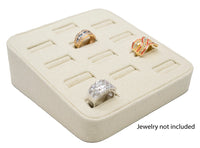 12 Slot Beige Linen Ring/Cufflink Tray Stand Holder