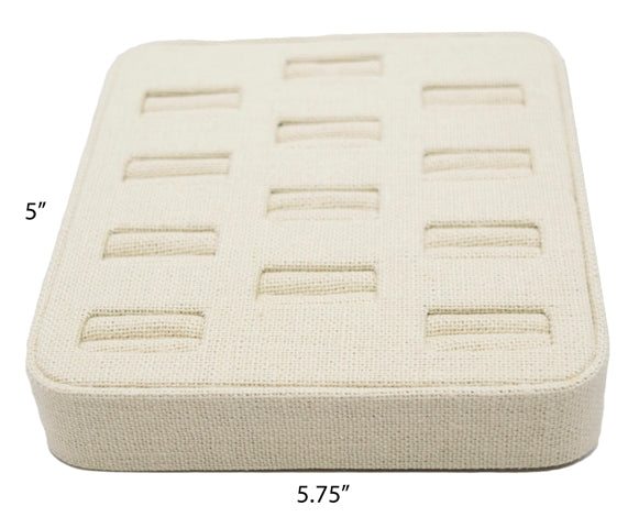 12 Slot Beige Linen Ring/Cufflink Tray Stand Holder
